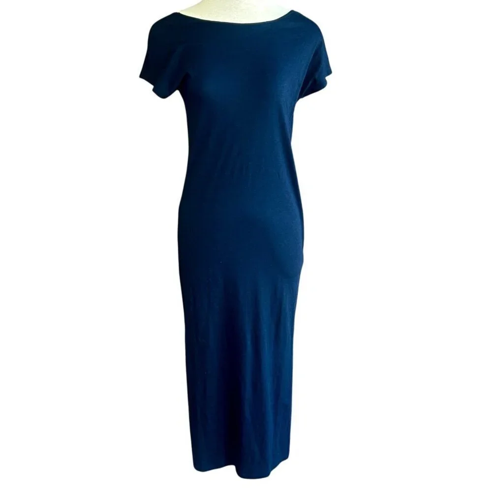 White Label The White Company Navy Blue Back Button Maxi Dress Size 4